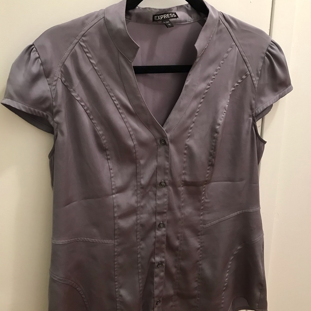 Express gray satin shirt